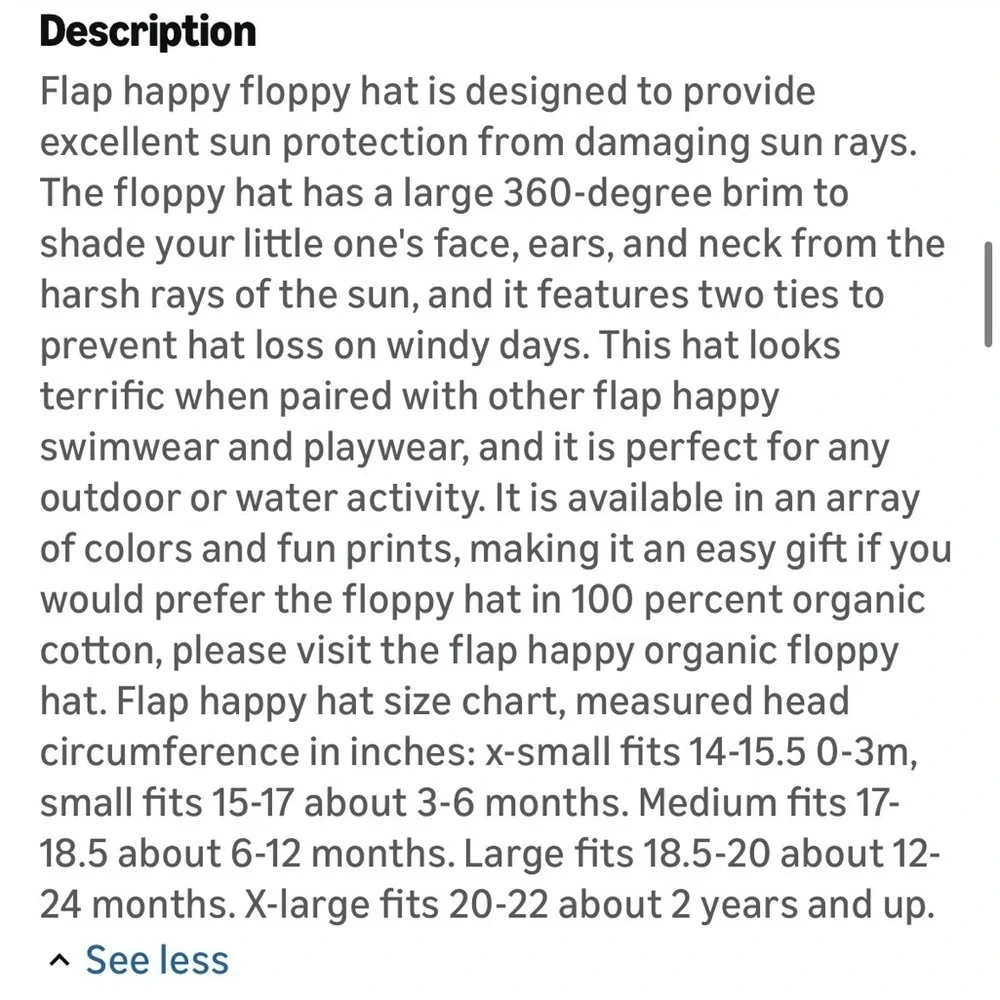 Flap Happy UPF 50+ Floppy Hat Blue and White Sun Hat Size Xl NWT